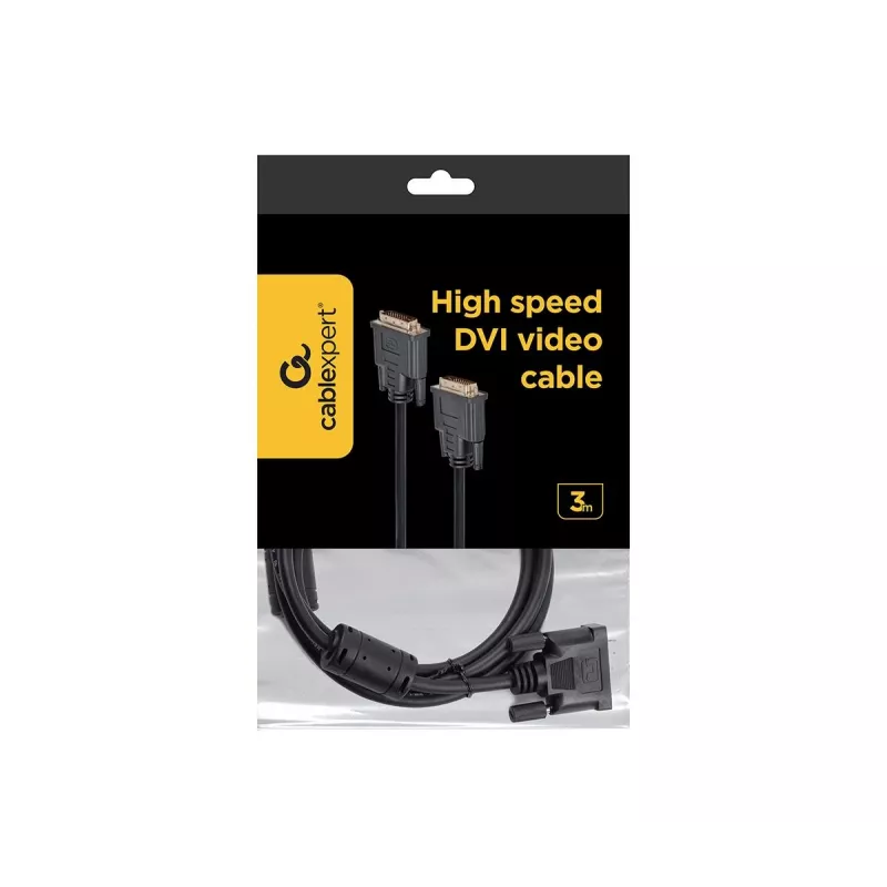 GEMBIRD DVI-D Dual Link video kabelis 3m - Melns