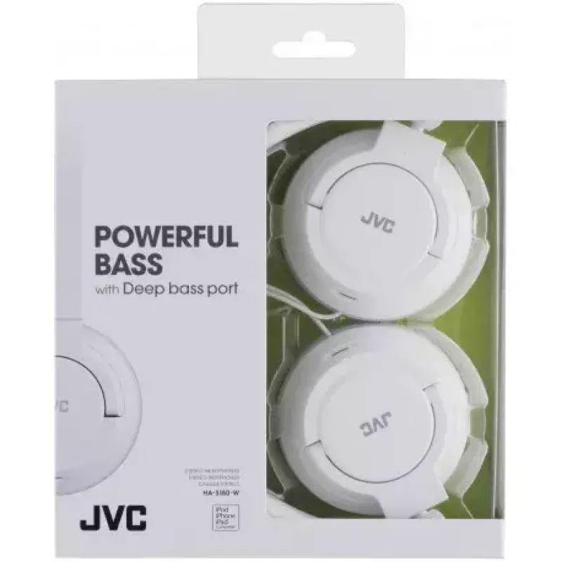 JVC HA-S180-W-E austiņas ar vadu, uzliekamas, baltas