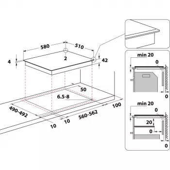 Whirlpool AKT 8130 BA Melns Iebūvējamā Keramikas Plīts 4 Zonas