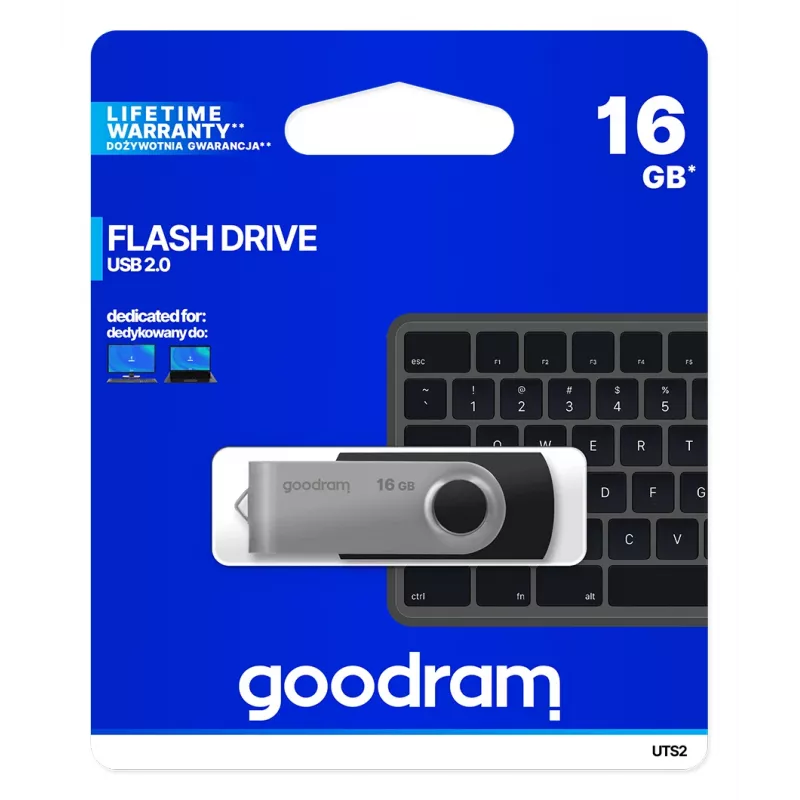 Goodram UTS2 USB zibatmiņa 16 GB USB Type-A 2.0 Melna