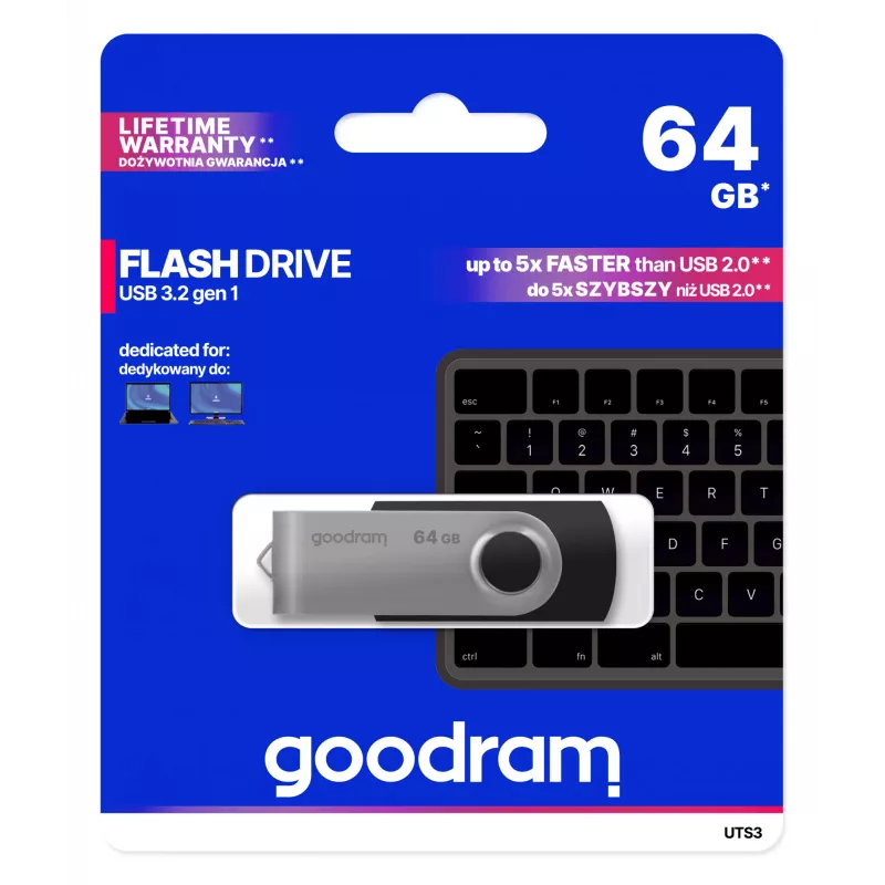 Goodram UTS3 USB zibatmiņa 64 GB USB Type-A 3.2 Gen 1 Melna