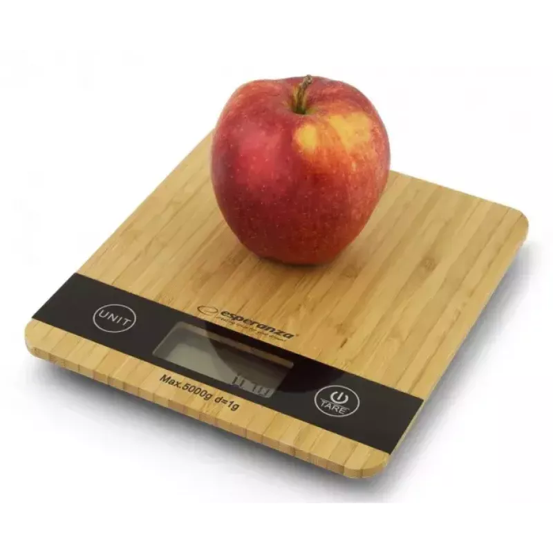 Virtuves elektroniskie svari ESPERANZA EKS005 — 5 kg, 1 g precizitāte, bambusa platforma