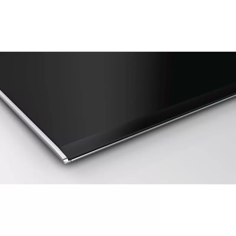 Bosch PXX675DC1E iebūvējamā indukcijas plīts virsma, melns stikls, nerūsējošā tērauda rāmis, 4 zonas