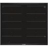 Bosch PXX675DC1E iebūvējamā indukcijas plīts virsma, melns stikls, nerūsējošā tērauda rāmis, 4 zonas