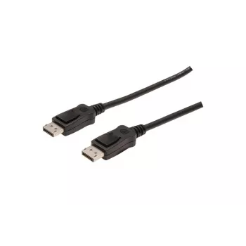 DIGITUS DisplayPort savienojuma kabelis, DP vīriešu/vīriešu, 1m ar fiksatoru, Ultra HD 4K, melns