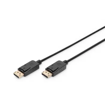 DIGITUS DisplayPort savienojuma kabelis, DP vīr./vīr., 3m ar fiksatoru, Ultra HD 4K, melns