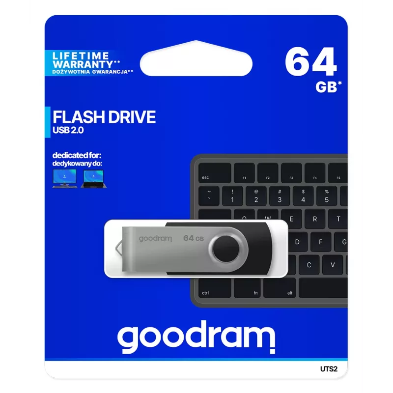 Goodram UTS2 USB zibatmiņa 64 GB USB Type-A 2.0 Melna