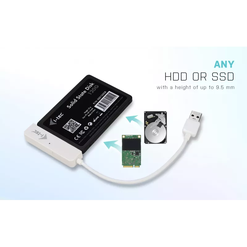 Ārējais korpuss HDD/SSD i-tec MySafe USB 3.0 Easy 2.5 collu – Balts