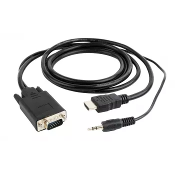 GEMBIRD HDMI–VGA un audio adaptera kabelis, viens ports, 1,8 m – Melns
