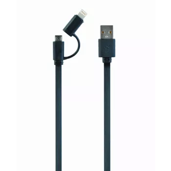 GEMBIRD USB – Apple Lightning un Micro USB uzlādes kombinācijas kabelis 1m – Melns