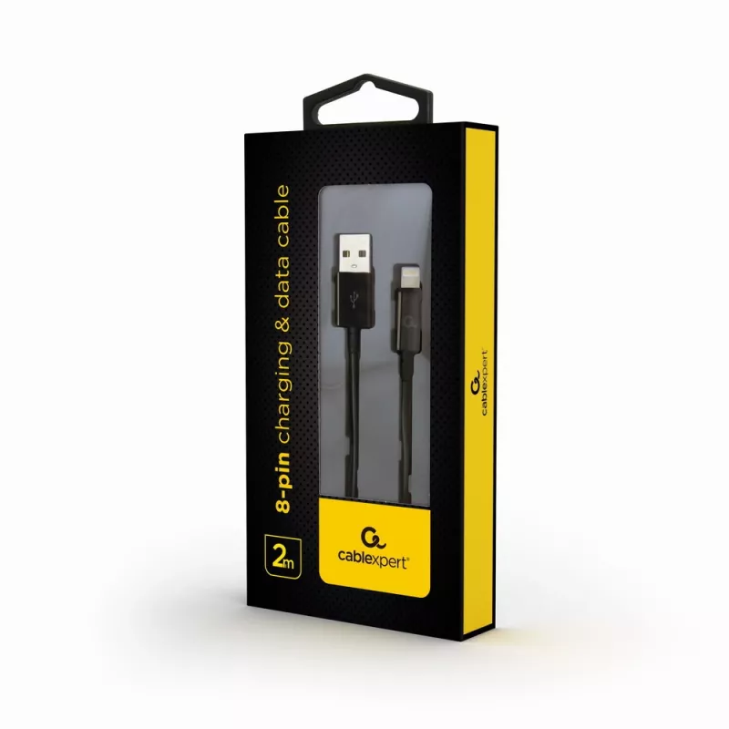 GEMBIRD USB–Apple Lightning sinhronizācijas un uzlādes kabelis, 2m – Melns