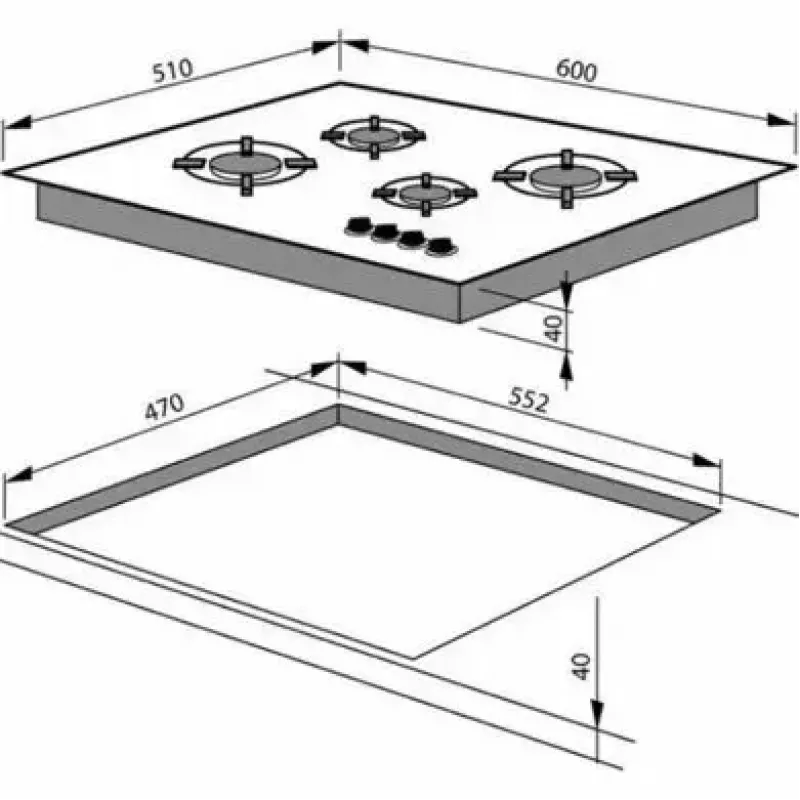 Amica PG6411SR Iebūvējamā gāzes plīts virsma, 4 degļi, mehāniskā vadība
