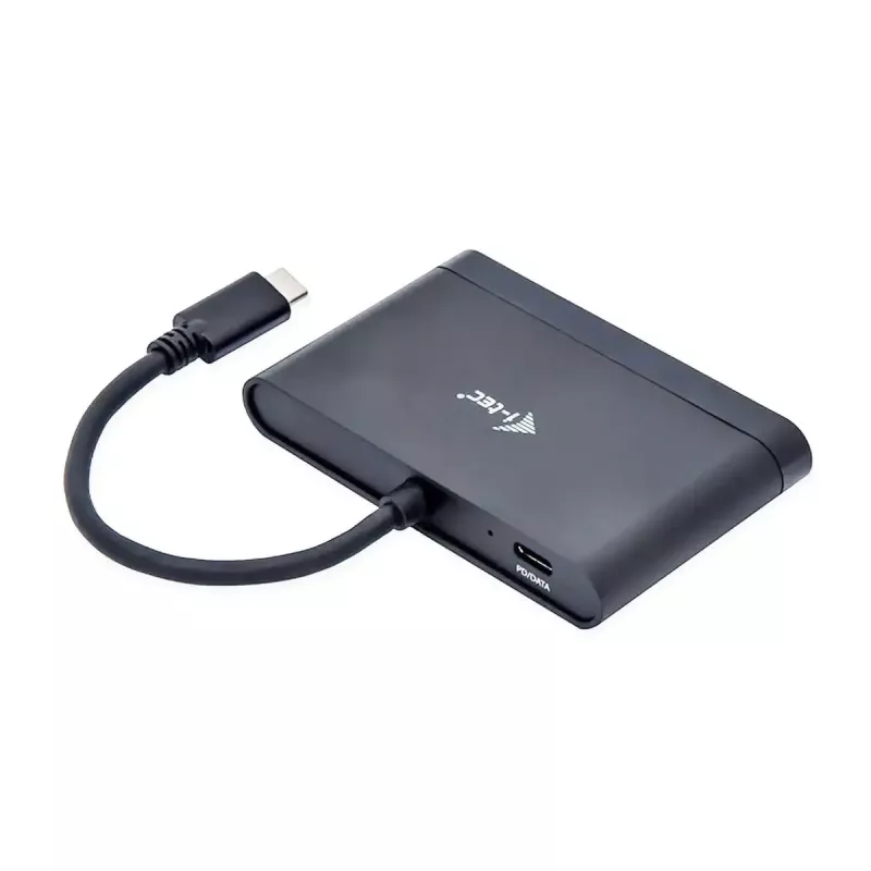 USB-C uz HDMI ceļojumu adapteris ITEC i-tec USB C HDMI Travel Adapter PD/Data — Melns, Chipset RTS5403/RTS5404/RTS5411/PS176, 90×58×14 mm