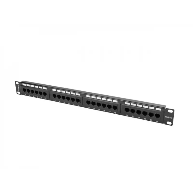 Lanberg PPU5-1024-B komutācijas panelis, 24 porti, 1U, 19 collas, Cat5e UTP, metāla, melns