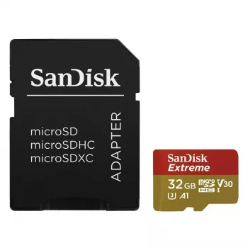 WESTERN DIGITAL SanDisk micro SDXC Extreme 32GB (A1/ V30/ U3/ UHS-I/ Cl.10/ R100/ W60) + Adapter Action Cam