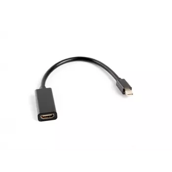 Video kabeļa adapteris LANBERG Mini DisplayPort (vīrišķais) uz HDMI Type A (sieviešu), 0,2 m, 1920x1200 @60Hz, DisplayPort 1.2, melns