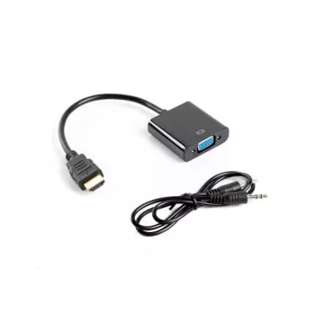 LANBERG VGA (D-Sub) uz HDMI adaptera kabelis 0.2m Melns