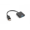 Video kabeļa adapteris LANBERG AD-0002-BK — VGA (sieviete) uz DisplayPort (vīrietis), 0.2 m, 1920×1200@60Hz, DP 1.1a, melns