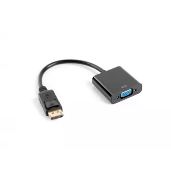 Video kabeļa adapteris LANBERG AD-0002-BK — VGA (sieviete) uz DisplayPort (vīrietis), 0.2 m, 1920×1200@60Hz, DP 1.1a, melns