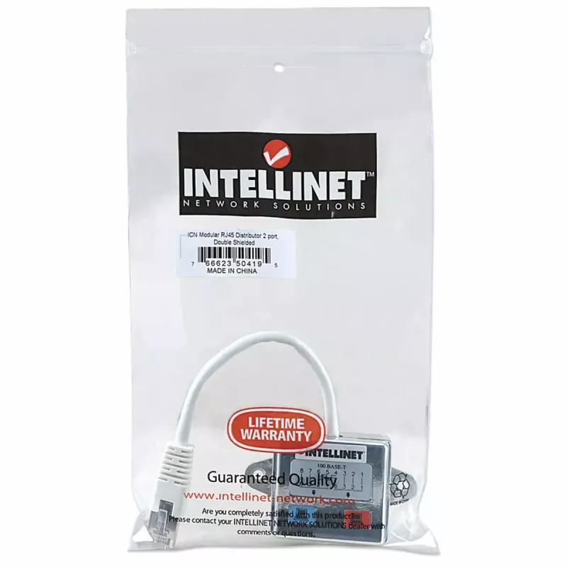 Intellinet 2-Portu Modulārais Sadalītājs, Cat5e, FTP, ļauj diviem RJ45 portiem izmantot vienu Cat5e tīkla kabeli
