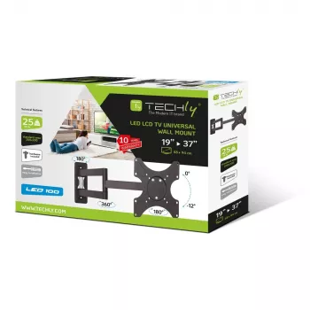 Techly ICA-LCD 2903 Sienas kronšteins 19-37 collu LED/LCD televizoriem, noliekams, 3 locītavas, melns
