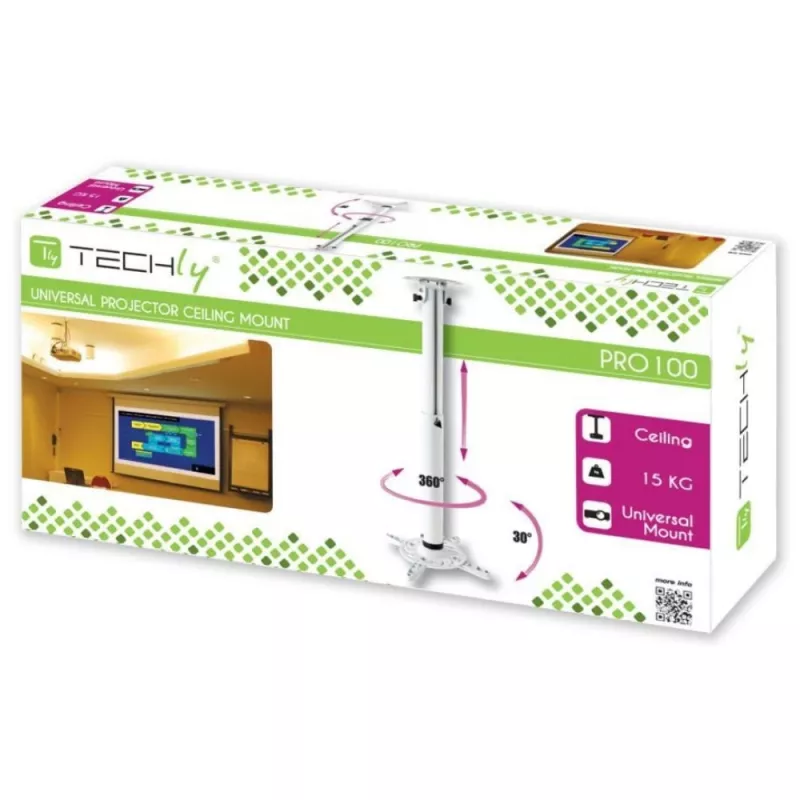 Techly griestu projektora pagarinājums 500-770 mm balts ICA-PM 104MW