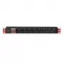 Techly I-CASE STRIP-81UD strāvas sadalītājs (PDU) 8 kontaktligzdas 1U Melns, Sarkans