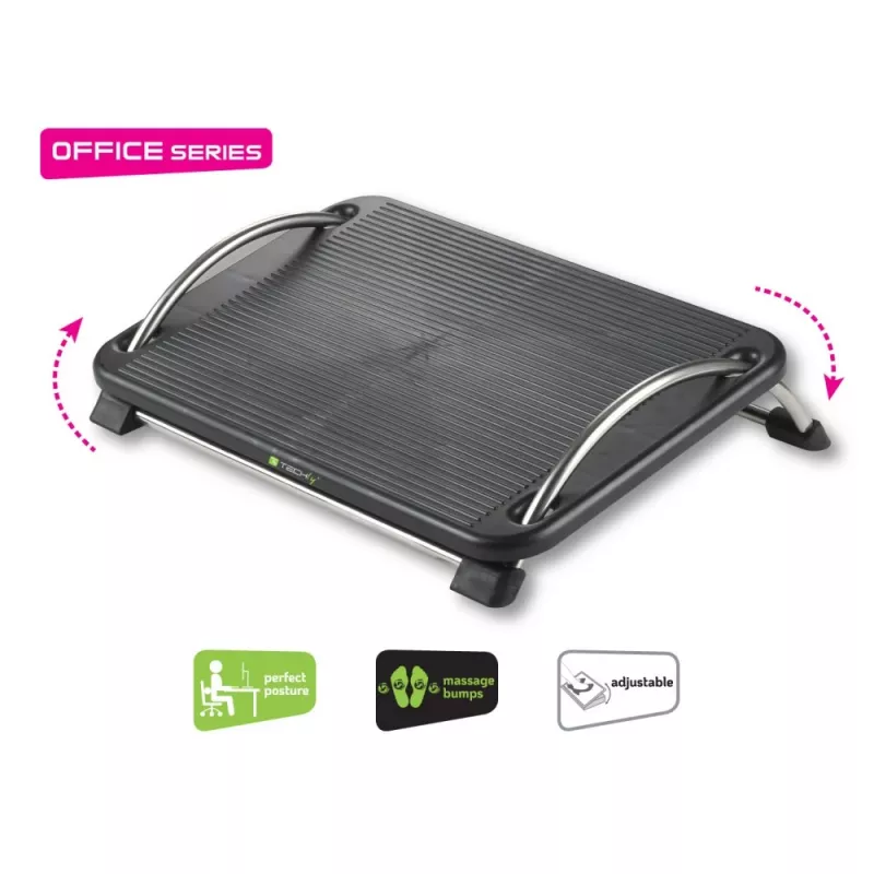 Techly ICA-FR 13 ergonomisks regulējams kāju paliktnis, slīpuma regulēšana, neslīdošs, 43 x 28 cm, melns