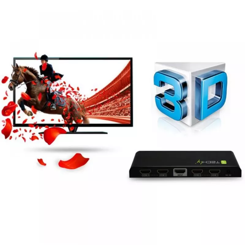 Techly IDATA HDMI-4K4 HDMI sadalītājs 1x4, 4K x 2K (3840 x 2160), 3D, 36 bitu, melns