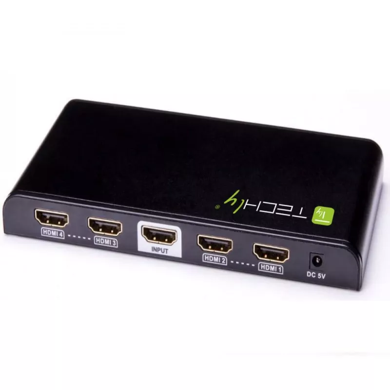 Techly IDATA HDMI-4K4 HDMI sadalītājs 1x4, 4K x 2K (3840 x 2160), 3D, 36 bitu, melns