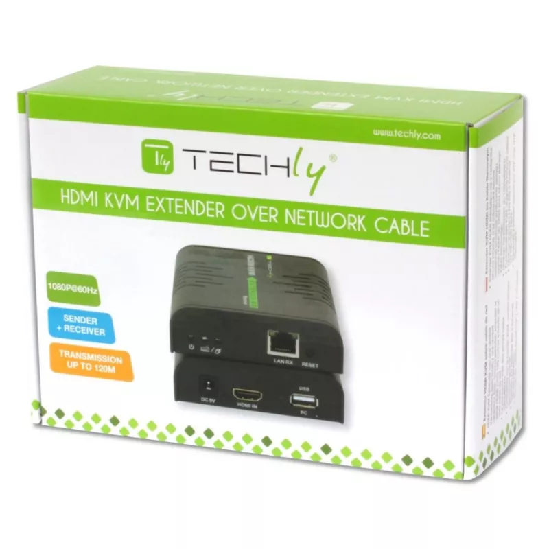 Techly IDATA HDMI-KVM2 KVM pagarinātājs raidītājs un uztvērējs