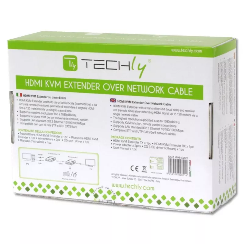 Techly IDATA HDMI-KVM2 KVM pagarinātājs raidītājs un uztvērējs