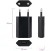 Techly kompakts USB lādētājs 1A ar Eiropas spraudni, melns