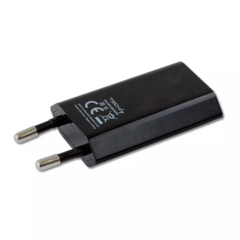 Techly kompakts USB lādētājs 1A ar Eiropas spraudni, melns