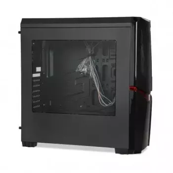 Korpus IBOX ORCUS X14 Midi Tower Melns — ITX/ATX, sānu logs, sarkans apgaismojums, 3×3.5 collu sloti, 2×2.5 collu sloti, 1×5.25 collu, USB 3.2 Gen1 Type-A