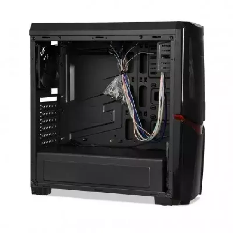 iBox Orcus X14 Midi Tower datora korpuss, ATX/Micro ATX/ITX, sānu logs, 2x 120 mm ventilatori ar sarkanu apgaismojumu, 3x 3,5 collu, 2x 2,5 collu, 1x 5,25 collu vietas, USB 3.0, melns