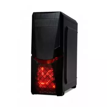 Korpus IBOX ORCUS X14 Midi Tower Melns — ITX/ATX, sānu logs, sarkans apgaismojums, 3×3.5 collu sloti, 2×2.5 collu sloti, 1×5.25 collu, USB 3.2 Gen1 Type-A