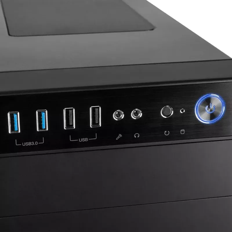 Modecom Oberon Pro Midi Tower datora korpuss, ATX/Micro ATX/ITX, sānu logs, videokarte līdz 395 mm, 2x USB 3.0, melns