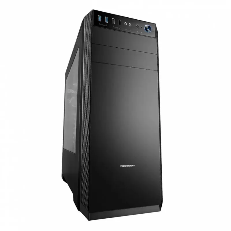 Modecom Oberon Pro Midi Tower datora korpuss, ATX/Micro ATX/ITX, sānu logs, videokarte līdz 395 mm, 2x USB 3.0, melns
