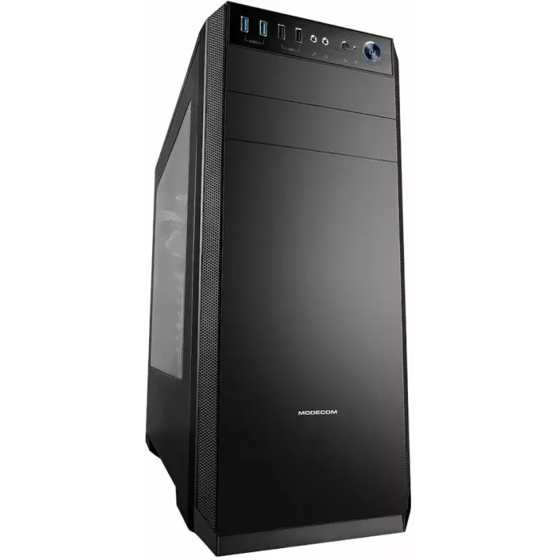 Modecom Oberon Pro Midi Tower datora korpuss, ATX/Micro ATX/ITX, sānu logs, videokarte līdz 395 mm, 2x USB 3.0, melns