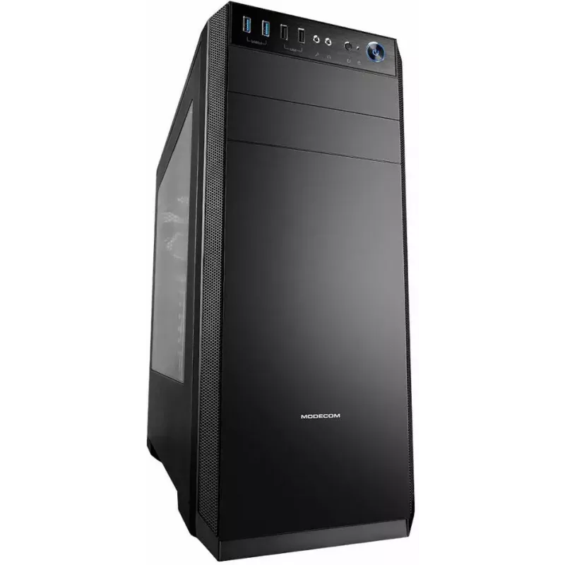 Modecom Oberon Pro Midi Tower datora korpuss, ATX/Micro ATX/ITX, sānu logs, videokarte līdz 395 mm, 2x USB 3.0, melns