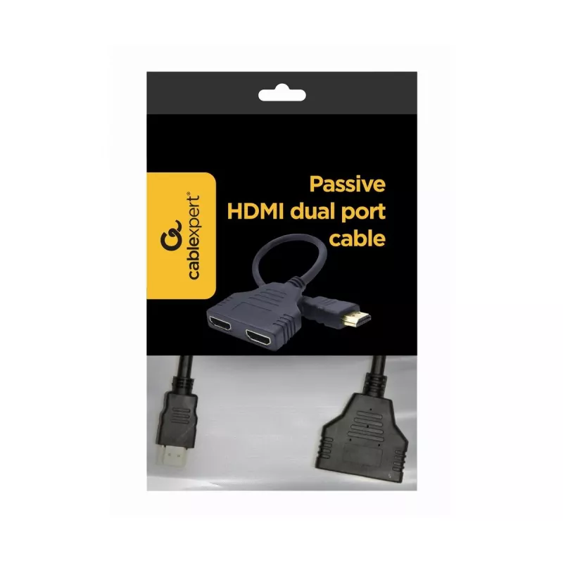 HDMI kabelis Gembird DSP-2PH4-04 — HDMI Type A vīrišķais uz 2× HDMI Type A sievišķais, melns, taisni savienotāji
