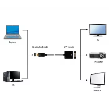 GEMBIRD DisplayPort uz DVI adaptera kabelis - Melns