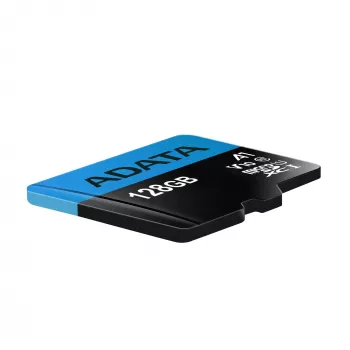 ADATA 128 GB MicroSDXC UHS-I Class 10 atmiņas karte — 85 MB/s lasīšana, 25 MB/s rakstīšana, ūdensizturīga, ar SD adapteri