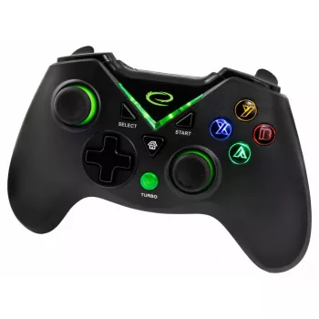 Bezvadu spēļu kontrolieris ESPERANZA EGG112K 2,4 GHz PC un PS3, USB uztvērējs, melns, 12 pogas, analogie kursorsviras