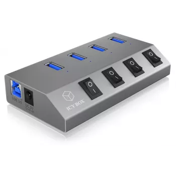 ICY BOX IB-HUB1405 USB 3.2 Gen 1 (3.1 Gen 1) Type-B 5000 Mbit/s Antracīts