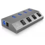 ICY BOX IB-HUB1405 USB 3.2 Gen 1 (3.1 Gen 1) Type-B 5000 Mbit/s Antracīts