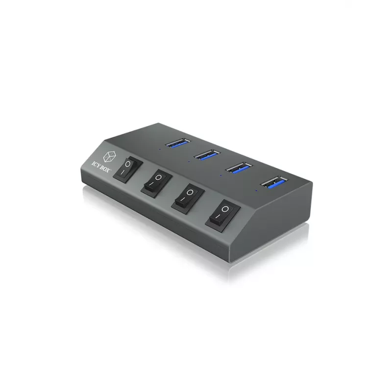 ICY BOX IB-HUB1405 USB 3.2 Gen 1 (3.1 Gen 1) Type-B 5000 Mbit/s Antracīts