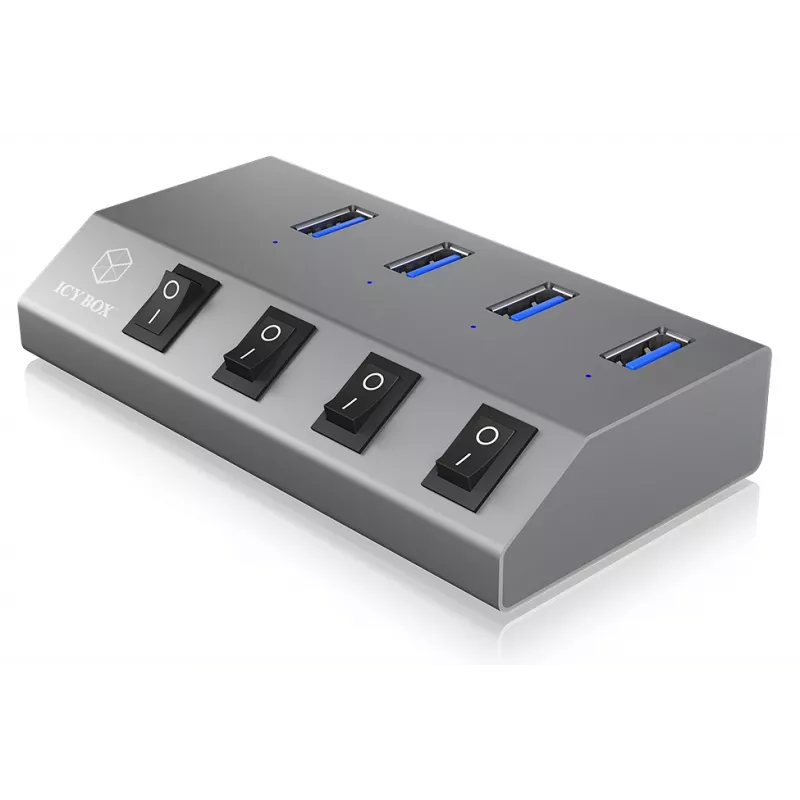 ICY BOX IB-HUB1405 USB 3.2 Gen 1 (3.1 Gen 1) Type-B 5000 Mbit/s Antracīts