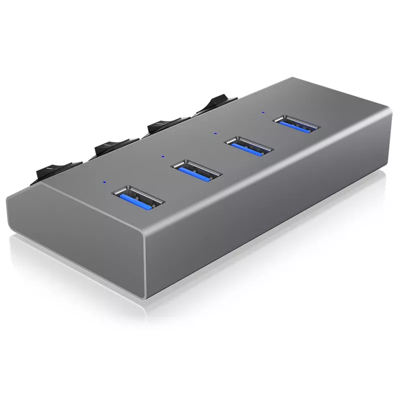 ICY BOX IB-HUB1405 USB 3.2 Gen 1 (3.1 Gen 1) Type-B 5000 Mbit/s Antracīts